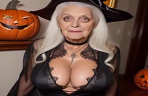 Abuelas tetonas disfrazadas en Halloween